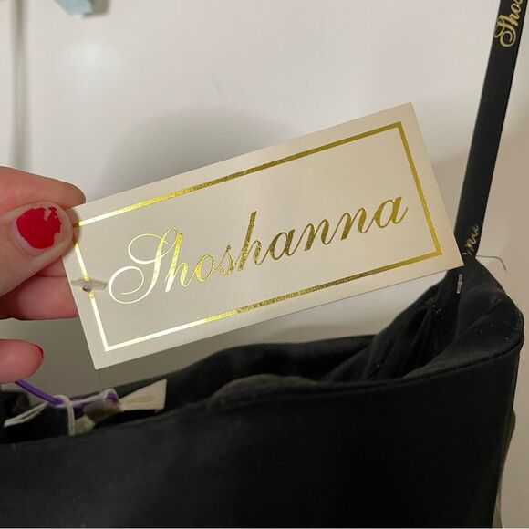 NWT Shoshanna coctail black mettalic strapless mini fit flare Dress… - Picture 12 of 14